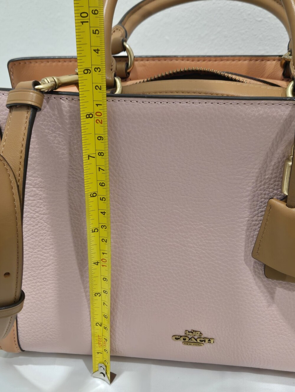 Coach Zoe Carryall 2 Way Pink and Tan Leather Satchel - Picture 12 of 13